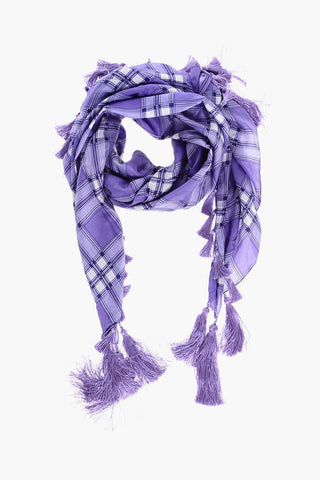 Checked Silk Foulard With Tassels
