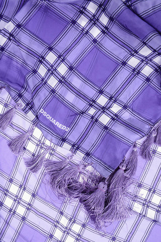 Checked Silk Foulard With Tassels