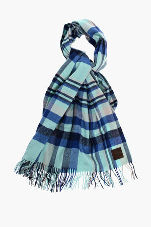 Checked Cashmere Scarf with Fringes