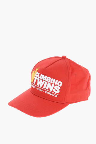 Cotton Gabardine Baseball Cap CLIMBING TWINS with Raised Detail