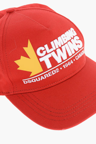 Cotton Gabardine Baseball Cap CLIMBING TWINS with Raised Detail