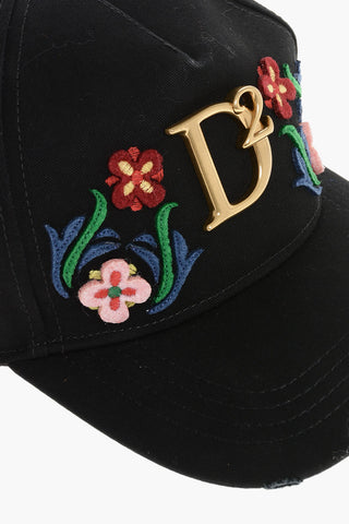 Embroidered FLOWER POWER Cap with Golden Metal Monogram