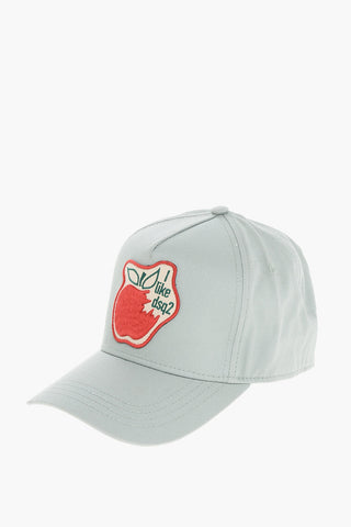 Solid Color BITE THE APPLE WITH LOVE Cap with Contrasting Patch