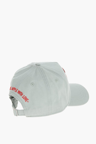 Solid Color BITE THE APPLE WITH LOVE Cap with Contrasting Patch
