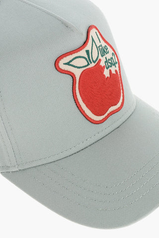 Solid Color BITE THE APPLE WITH LOVE Cap with Contrasting Patch