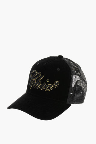Mesh and Velvet CHIC2 Trucker Cap with Embossed Detail