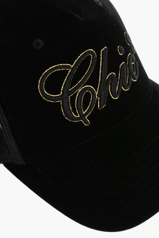 Mesh and Velvet CHIC2 Trucker Cap with Embossed Detail