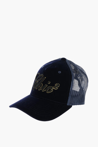 Mesh and Velvet CHIC2 Trucker Cap with Embossed Detail