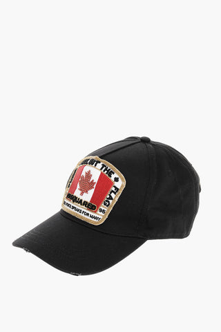 Cappello Baseball in Gabardina di Cotone Impreziosito da Strass e Perline