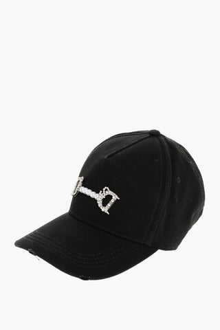Solid Colour Cap with Rhinestone and Beads Embellishment