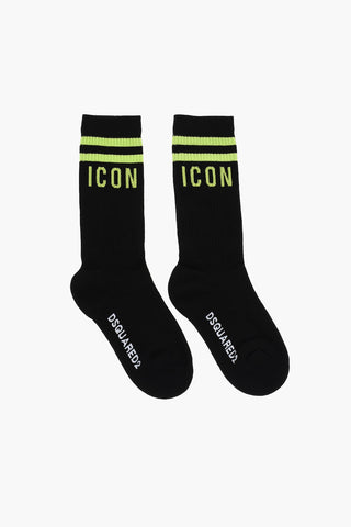 ICON 미드크루 골지 양말 콘트라스트 디테일