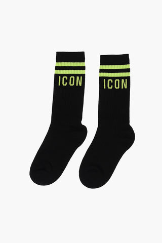 ICON 미드크루 골지 양말 콘트라스트 디테일