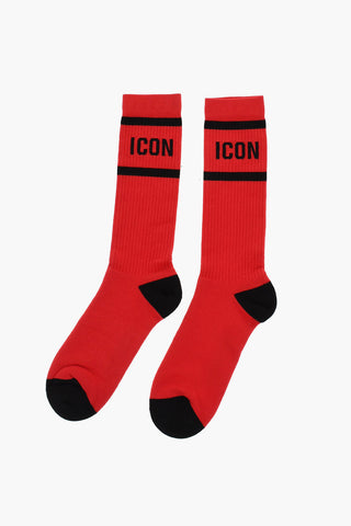 ICON Ribbed Mid-Crew Socks with Contrasting Details