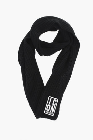 ICON Solid Wool-Blend Scarf with Embossed Logo