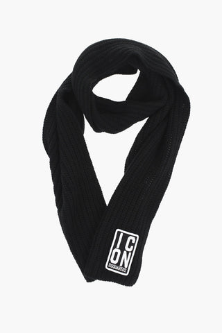 ICON Solid Wool-Blend Scarf with Embossed Logo