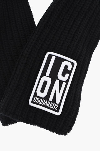 ICON Solid Wool-Blend Scarf with Embossed Logo