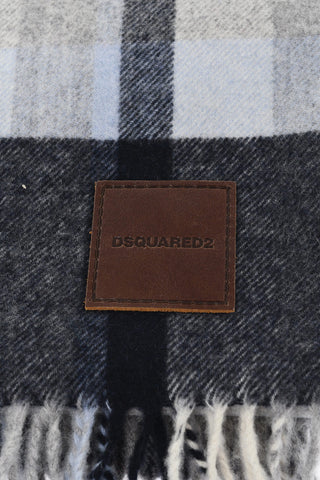 Checked Cashmere Scarf with Fringes