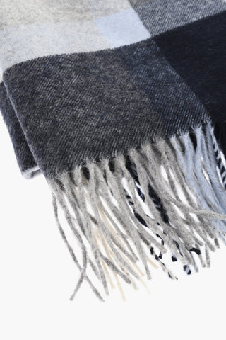 Checked Cashmere Scarf with Fringes