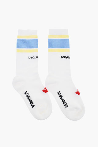 Cotton Blend Mid-Crew Socks with Contrasting Details