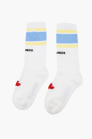 Cotton Blend Mid-Crew Socks with Contrasting Details