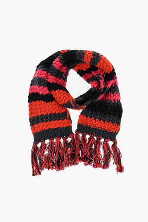 Multicolor Striped Cotton Scarf with Fringes