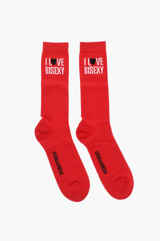 Mid-Crew-Socken I LOVE BISEXY Einfarbig Gerippt