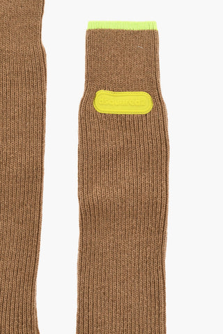 Wool Blend Long Socks with Contrasting Trims