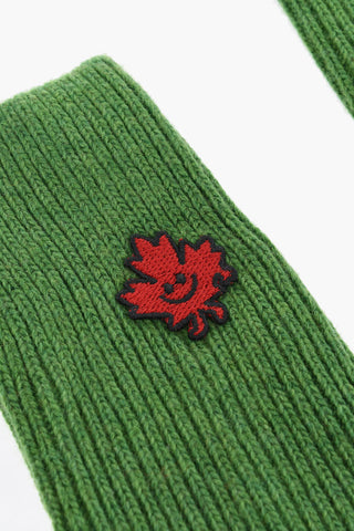 Solid Color Wool Blend Socks with Contrasting Patch