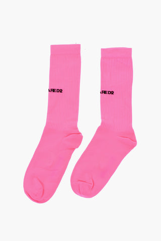 Calzini Lunghi Fluo con Logo a Contrasto