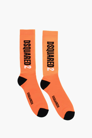 Stretch Nylon Long Socks with Contrasting Details