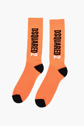 Stretch Nylon Long Socks with Contrasting Details