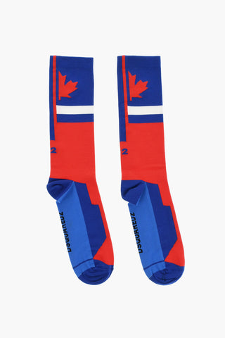 Two-Tone Stretch Nylon Mid-Crew Socks