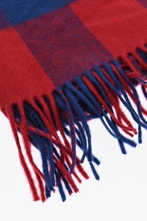 Checked Cashmere Scarf with Fringes