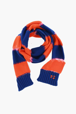 Striped Cotton-Blend Scarf With Vintage Effect