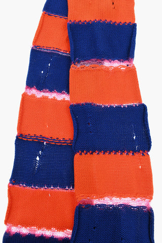 Striped Cotton-Blend Scarf With Vintage Effect