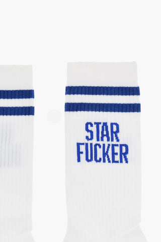 Ribbed STAR FUCKER Mid-Crew Socks with Contrasting Details