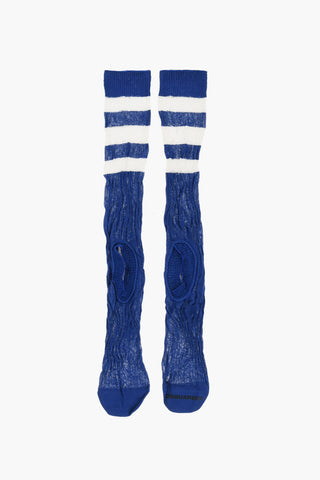 Two-Tone Ribbed Socks with Cut-Out Detail