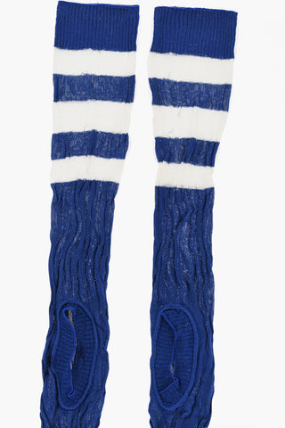 Two-Tone Ribbed Socks with Cut-Out Detail
