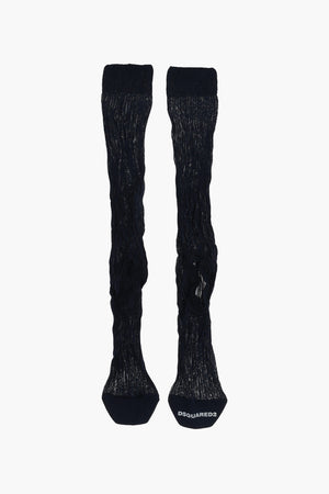 컷아웃 디테일 미드크루 골지 양말