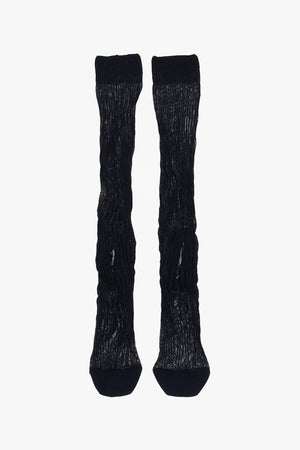 컷아웃 디테일 미드크루 골지 양말