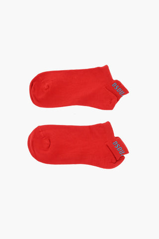 Solid Color No Show Socks with Contrasting Logo