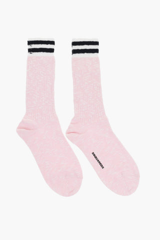 Cotton Blend Socks with Striped Detail