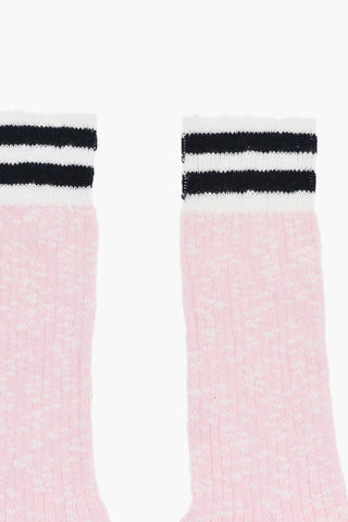 Cotton Blend Socks with Striped Detail