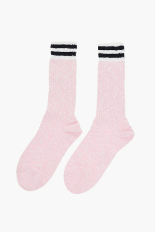 Cotton Blend Socks with Striped Detail