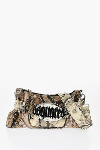 Borsa a Spalla in Pelle Effetto Pitone con Borchie e Logo Gothic Dsquared