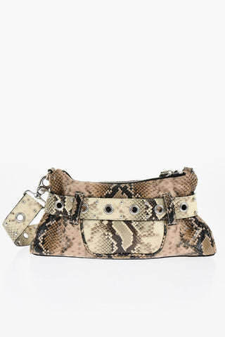Borsa a Spalla in Pelle Effetto Pitone con Borchie e Logo Gothic Dsquared