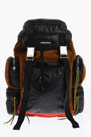 Multitaschen-Rucksack HIRAKU aus Veloursleder und Stoff