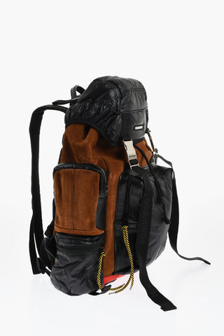 Multitaschen-Rucksack HIRAKU aus Veloursleder und Stoff