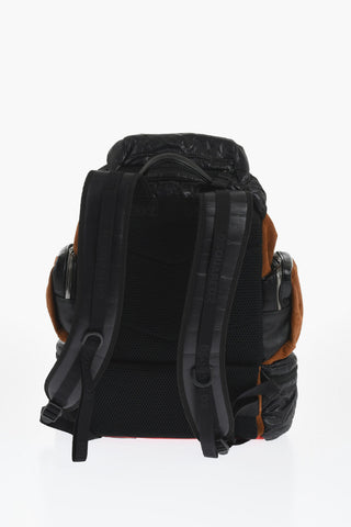 Multitaschen-Rucksack HIRAKU aus Veloursleder und Stoff