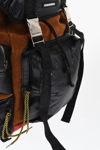 Multitaschen-Rucksack HIRAKU aus Veloursleder und Stoff